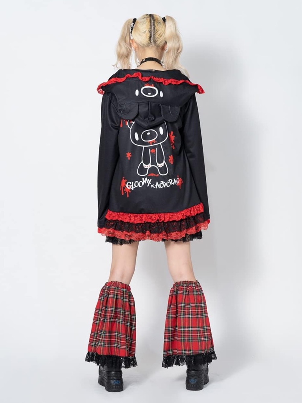 Gloomy Bear x ACDC Rag Black and Red Lace Zip Jacket